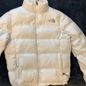 Women’s North Face white puffer coat